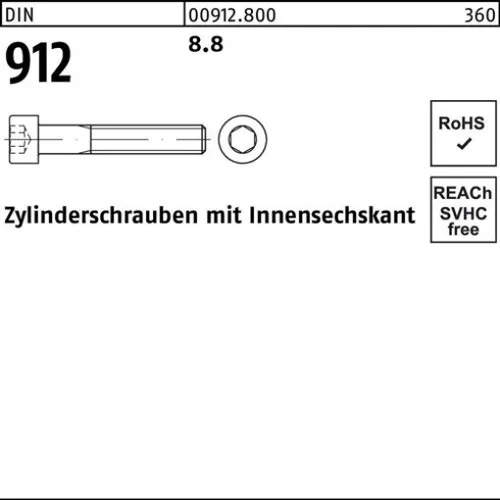 100er PACK(Stk) 000912080000100060 Zylinderschraube DIN 912 m.Innensechskant M 1