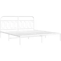 Elegantes Bettgestell mit Kopfteil aus Metall in Weiß 160x200 cm - Stabiles Bettgestell aus robuster Stahlkonstruktion mit zusätzlichem Stauraum und hervorragender Rückenunterstützung für ein gemütliches Schlafzimmer.