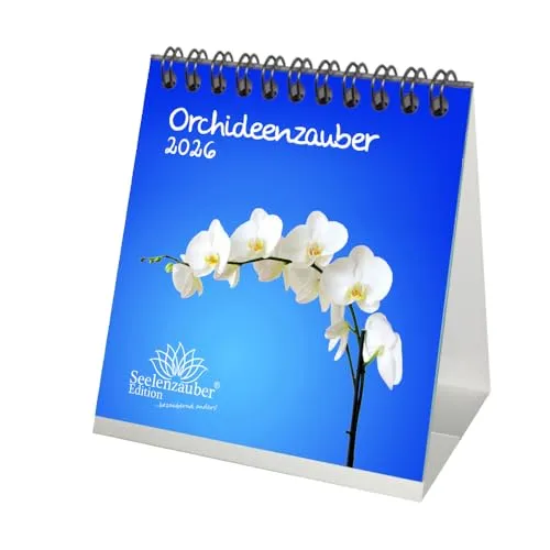 Orchideenzauber Tischkalender 10cm x 10cm für 2026 Orchideen und Blüten - Seelenzauber