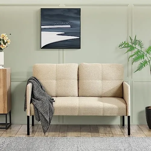 [en.casa] Sofa Reichling 2-Sitzer Couch mit Metallbeinen - Sofas & Couches - Bequeme 2-Personen Couch mit stabilen Metallbeinen, zwei Rückenkissen und zeitlosem Design - ideal für kleine Räume.