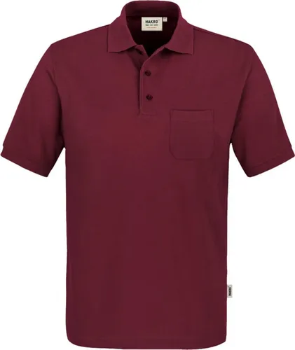 HAKRO Pocket-Poloshirt Mikralinar® 812, weinrot, L - Herren Poloshirt aus Mikralinar®, strapazierfähig und pflegeleicht. Mit Brusttasche, bruchsicheren Knöpfen und Leasingkoller für gewerbliche Nutzung. Ideal für komfortables Tragen bei der Arbeit.
