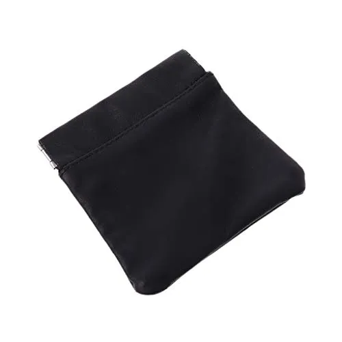 WOWOWO Herren Damen Echtes Leder Münztasche Snap Top Geldbörse Starke Metallfeder Verschluss Kleine Wickeltasche