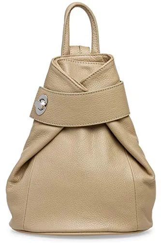 Caspar Kleiner Damen Leder Rucksack Eleganter City Backpack - CLASSIC LINE - Modell No.789 - Made in Italy, Farbe:sand, Größe:Standard Größe (BxHxT ca. 25x30x11 cm)