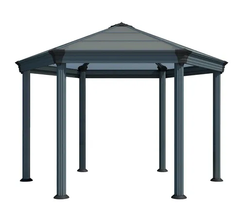 Pavillon Gartenpavillon Canopia anthrazit 415x359cm - Pavillon aus Aluminium in edlem Anthrazit, ideal für Gartenpartys und wetterfeste Überdachung, mit 10 Jahren Herstellergarantie.