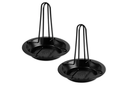 HAC24 Grillguthalter Hähnchenhalter Hähnchenbräter Grill Ofen Hähnchenständer, Metall, (2-St), inkl. Auffangschale, Ø 17,5 cm