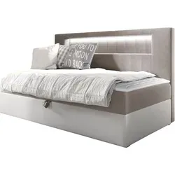 MIRJAN24 Boxspringbett Gold Junior 2 - 80x200 cm, Beige - Komfortables Einzelbett mit Bonellfederkern und Härtegrad H3, inkl. Bettkasten und Matratzen-Topper für optimalen Schlafkomfort.
