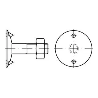 DIN 15237 Tellerschraube M10x30 - 100 Stück - Maschinenschrauben mit Tellerscheibe und Sechskantmutter, ideal für stabile Verbindungen und zuverlässige Befestigungen in Bauprojekten.