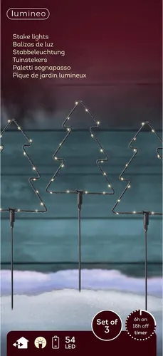 LED Gartenstecker Weihnachtsbäume Outdoor 48cm Metall 3er Set