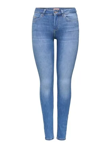 ONLY Womens Medium Blue Denim Jeans - Stylische Skinny Fit Jeans für Damen, die sich perfekt anpassen und mit fünf Taschen sowie Gürtelschlaufen ausgestattet sind. Ideal für lässige Outfits!