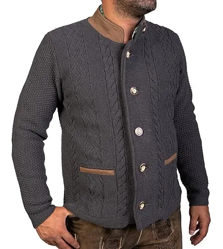 Trachtl Herren Strickjacke Markus - Elegante Trachtenjacke in 8 Farben - Trachtenjacke für Herren mit Hirschhornknöpfen, ideal für Frühling und Herbst. Hochwertige Qualität, formbeständig und angenehm zu tragen.