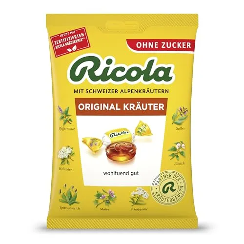 Ricola Kräuter Bonbons 75 g - Arzneimittel mit natürlichen Kräutern für Hals und Rachen, wohltuend und erfrischend – ideal für unterwegs.