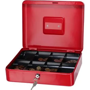 Maul Geldkassette 4, 5611425, mit Zylinderschloss, 30 x 9 x 24,5 cm, rot