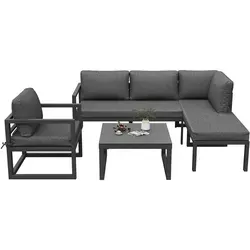 Okwish Gartenmöbel-Set Grau – Stilvolle Loungemöbel für den Außenbereich - Dieses elegante Gartenmöbel-Set vereint modernes Design mit hohem Komfort. Ideal für entspannte Stunden auf Balkon oder Terrasse, bietet es robuste Materialien und pflegeleichte Oberflächen.