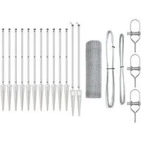 vidaXL Zaun mit Pfosten Silber 1 x 25 m - Gartenzäune aus PVC-beschichtetem Stahl, wetterfest und rostbeständig für langlebigen Einsatz. Ideal zur Abgrenzung von Gärten und Haustieren, einfach zu montieren und wartungsfrei.