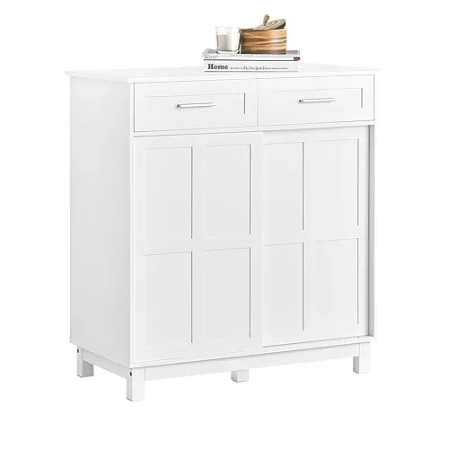 SoBuy Sideboard FSB84 - Elegantes Schuhschrank mit Schiebetüren - Sideboard mit 5 Füßen, modernem Design und einfacher Selbstmontage - ideal für Flur und Küche, bietet praktischen Stauraum und einen stilvollen Look.