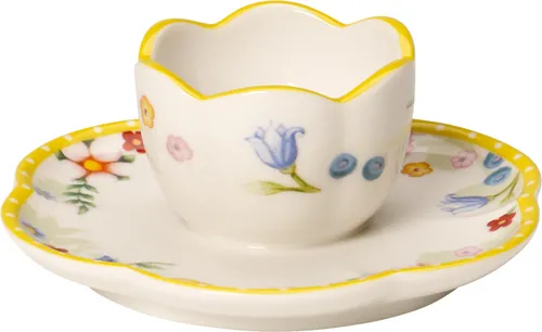 Villeroy & Boch Becher Spring Awakening - Buntes Ostergeschirr - Porzellanbecher mit fröhlichem Blumenmotiv, ideal für Frühling und Ostern, mikrowellengeeignet und perfekt für festliche Anlässe.