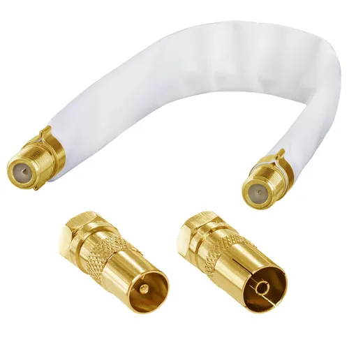 Fensterdurchführung Antennen IEC Adapter DVB-T/T2/C Terrestisch Kabel vergoldet