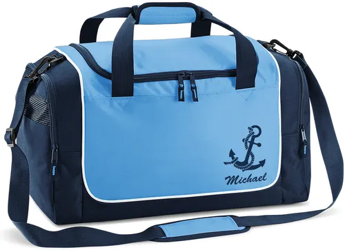 Sporttasche mit Name Anker blau kleine Reisetasche Quadra Tasche Segeln Geschenk
