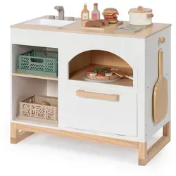 Musterkind Kinderküche Taxus - Spielmöbel für kleine Köche, aus nachhaltigem Holz, mit offenem Pizzaofen und viel Stauraum für kreatives Spielen.