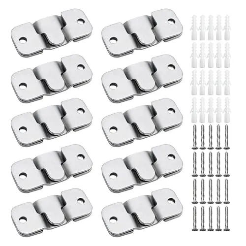 SRunDe 20 Stück Schwerlast Bilderrahmen Aufhänger aus Edelstahl Ineinandergreifender Möbelverbinder Haken Spiegelaufhänger Wandhalterung Aufhängen von Bildern Möbeln Spiegeln Rahmen