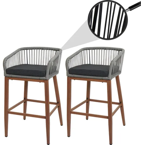 MCW Barhocker MCW-O22-S (2 St) mit Kissen - Barmöbel Set mit 2 eleganten Barhockern, inklusive bequemem Sitzkissen für optimalen Komfort, ideal für Kücheninseln oder Bars.