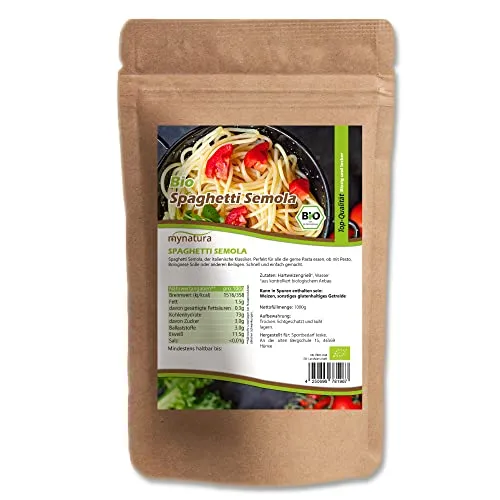Mynatura Bio Spaghetti Semola I Lange Nudeln I Italienische Küche I Hartweizengrieß I Pasta nach italienischer Tradition I Nudel Vorrat I Im Beutel (1000g)