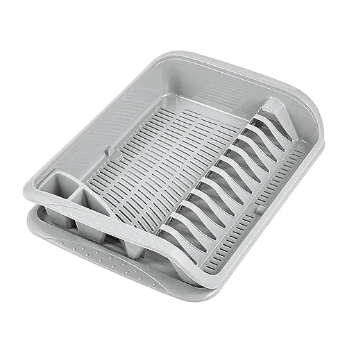 keeeper Geschirrabtropfkorb mit Tablett, Kunststoff, 39,5 x 29,5 x 8 cm, Pierre, Nordic Grey