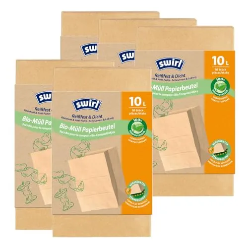 Swirl Bio-Müll-Papier-Beutel 10L 10 Stück (5er Pack) von Swirl