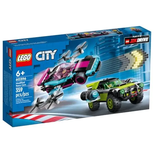 LEGO 60396 City Modified Race Cars - Bauklötze & Bausteine – Erlebe spannende Renn-Action mit 2 anpassbaren Rennautos und Fahrzeug-Upgrades wie Raketenbooster für Kinder ab 6 Jahren!