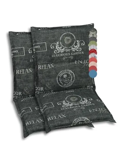 GO-DE Sesselauflage 2er Set, anthrazit - Polster für Stühle & Sessel mit weicher Schaum-Vliesfüllung für hohen Sitzkomfort, UV-beständig und OEKO-Tex Standard 100 zertifiziert.