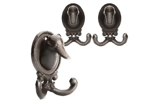 BigDean Kleiderhaken 2 Stück Wandhaken Ente aus robusten Gusseisen, ., (Set, 2-St., Wandhaken), Deko Haken, Garderobenhaken, Tierköpfe, Massives Gusseisen, Vintage