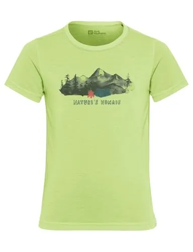 Jack Wolfskin Kinder Shirt in Hellgrün, Größe 176 - Hochwertiges Jack Wolfskin Kinder T-Shirt in Hellgrün, ideal für aktive Kids. Angenehm zu tragen mit grafischem Print und Rundhalsausschnitt.