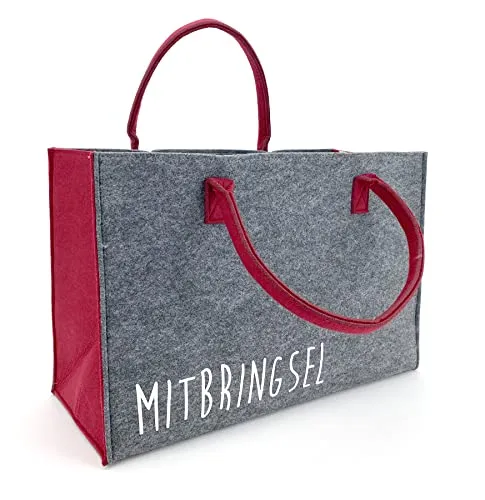 heimtexland Allzweck Filztasche Einkaufstasche Shopper Filz Tragetasche Einkaufskorb Aufbewahrung XL Tasche mit Henkel 30x45 robust langlebig Geschenkidee Typ717 Mitbringsel-Grau 30x45 cm