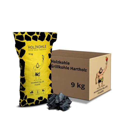 Neandertaler Feuer Buchen Grillkohle 9 kg für BBQ & Smoker - Hochwertige Buchen Grillkohle von Neandertaler Feuer – ideal für gleichmäßige Hitzeentwicklung beim Grillen und Räuchern. Genießen Sie den rauchigen Geschmack bei jedem BBQ. Verpackt in sicherem Karton für unversehrte Lieferung.