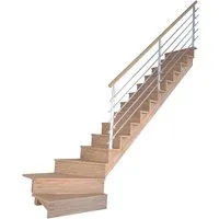 Produktbild Treppe Lindos Eiche Gewendelt R Setzstufen 100 cm Design-Geländer-Edelstahl FSC®