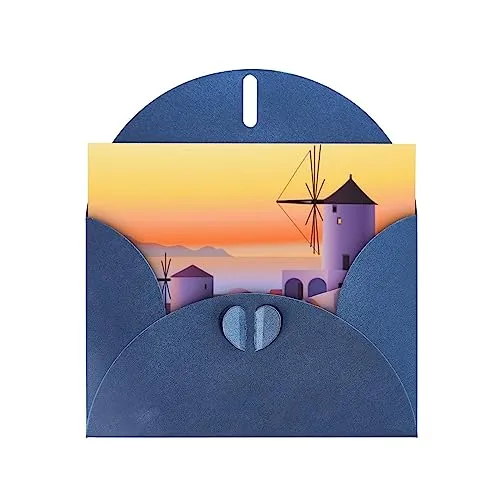 Griechenland-Insel, Sonnenuntergang, Landschaft, bedruckte Grußkarte, leere Karten mit weißen Umschlägen, lustige Geburtstagskarte, Dankeskarten, 10 x 15 cm