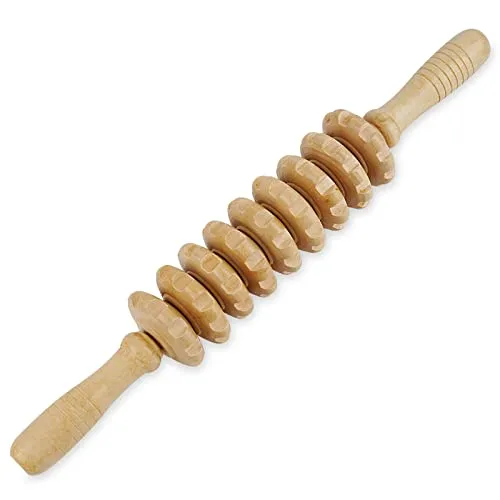Whchiy Holzmassagegerät Akupressur Reflexzonenmassage Werkzeug Anti Cellulite Massageroller zur Entspannung und Stressabbau 39 cm perfekt (Weiß)