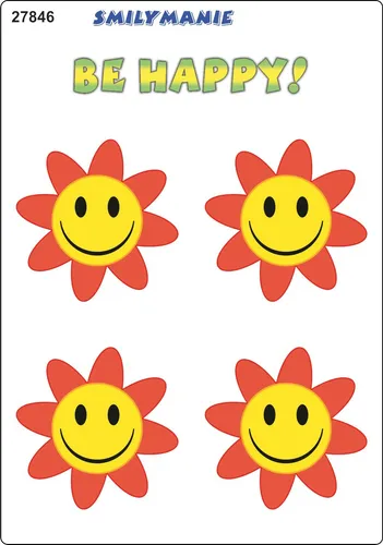 Aufkleber Smily Be Happy! 4er-Set 150 x 105 mm  Sticker Autocollant