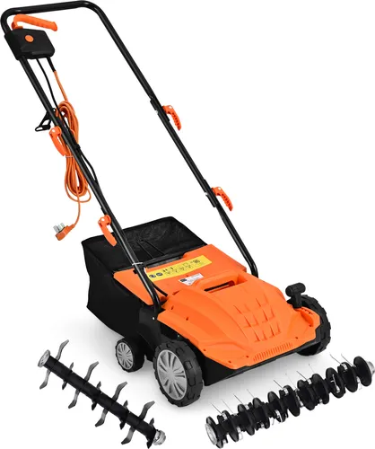 COSTWAY 2in1 Elektro Vertikutierer & Rasenlüfter 1500W – Effizientes Rasenpflegegerät - Multifunktionaler 2-in-1 Vertikutierer und Rasenlüfter mit 32 cm Arbeitsbreite und 30 L Fangkorb. 3 einstellbare Arbeitstiefen für optimale Ergebnisse beim Rasenpflege. Ergonomischer Griff und Sicherheitsdesign sorgen für komfortable Anwendung.