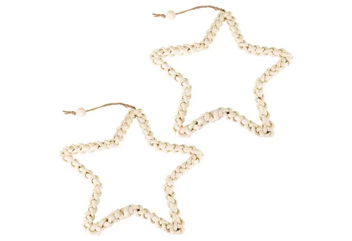 matches21 HOME & HOBBY Dekohänger Dekohänger Stern aus Papierkordel Cremeweiß 30 cm im 2er Set (2 St), Boho Weihnachtsdeko zum Aufhängen