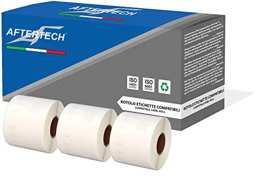 Aftertech 3 x 99014 54 x 101 mm kompatible Klebeetiketten (220 Etiketten/Rolle = 660 insgesamt) für Dymo LabelWriter Seiko SLP Druckeretiketten S0722432 3 x 99014