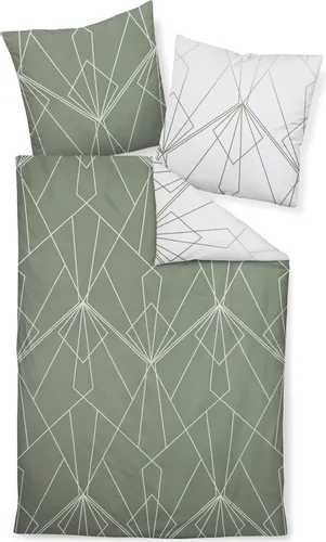 Janine Wendebettwäsche J. D. 87054, Mako-Satin - Bettwäsche-Sets in hochwertiger Mako-Satin Qualität mit grafischem Wendedesign, atmungsaktiv und sanft zur Haut, ausgestattet mit praktischem Markenreißverschluss.