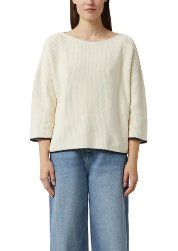Strickpullover COMMA Damen Gr. 34 beige mit Kontrast-Details - Klassischer Damen-Strickpullover von Comma in Beige mit kontrastfarbenen Details. Der bequeme U-Boot-Ausschnitt und das atmungsaktive Baumwollmaterial sorgen für hohen Tragekomfort.