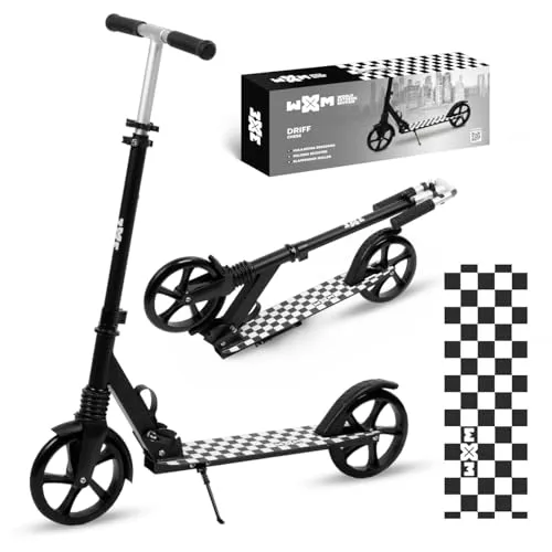 COIL City Roller – Klappbarer, Höhenverstellbarer Scooter für Kinder & Erwachsene, Schwarz - Faltbarer Cityroller mit 3-facher Lenkradhöhenverstellung, ideal für alle Körpergrößen. Stabile 200 mm PU-Räder und ABEC-7 Lager sorgen für ein sicheres Fahrgefühl. Perfekt für Schule und Arbeit.