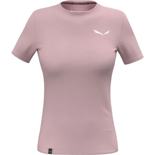 Salewa Puez Dry Damen T-Shirt - Pink Rosa - Größe 38 - Trainingsbekleidung aus schnelltrocknendem Material, ideal für aktive Frauen, die Komfort und Stil beim Sport suchen.