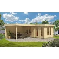 FinnTherm Saunahaus Quinta ISO - Gartensauna mit 44 mm Wandstärke - Sauna für den Garten mit 3 Sitzbänken aus Holz, ideal für entspannende Stunden. Inklusive Montagematerial und naturbelassenem Design für individuelle Gestaltung.