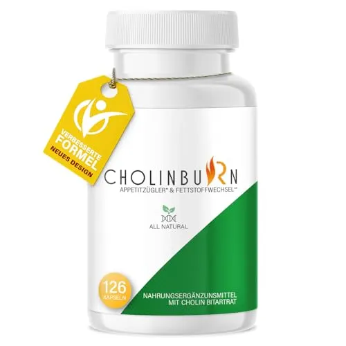 NEU: Saint Nutrition® CHOLIN BURN - Stoffwechsel & Appetitzügler Kapseln - extrem, schnell & endlich - Hochdosiert mit Cholin und Glucomannan - Nahrungsergänzung für Frauen + Männer, 126 Kapseln