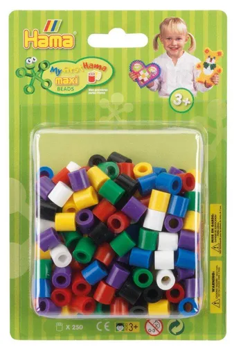Hama Maxi Bügelperlen Volltonmix, 250 Stück