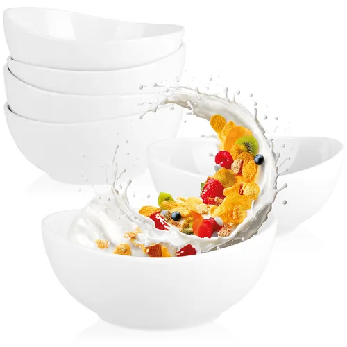 6x Schalen aus Keramik 500ml - Müslischalen weiß