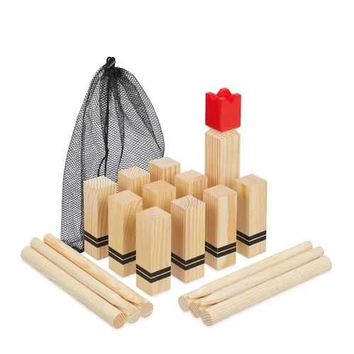 Wikinger Spiel Kubb - Schwedisches Holzspiel für 2-12 Spieler - Outdoor Wurfspiel aus robustem Holz, perfekt für Gartenpartys und Familienfeiern, fördert Teamgeist und Geschicklichkeit.